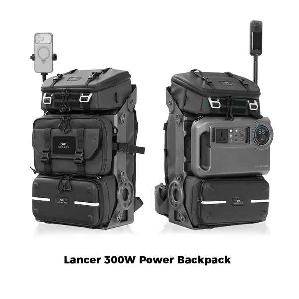Lancer 300W Power Backpack -For Camera/Drone/Gear Storage + Long Lasting Power Supply+ Snaparm Shoot (Black）