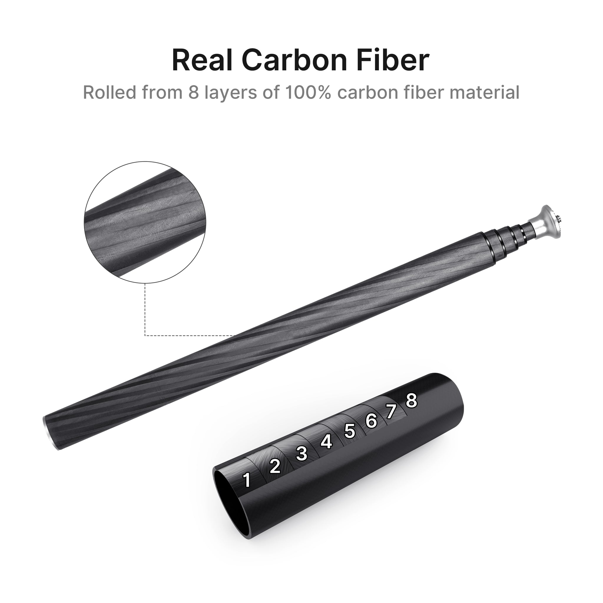 100% Pure Carbon Fiber Selfie Stick – Lighter, Stronger, Perfect for Magic Arm