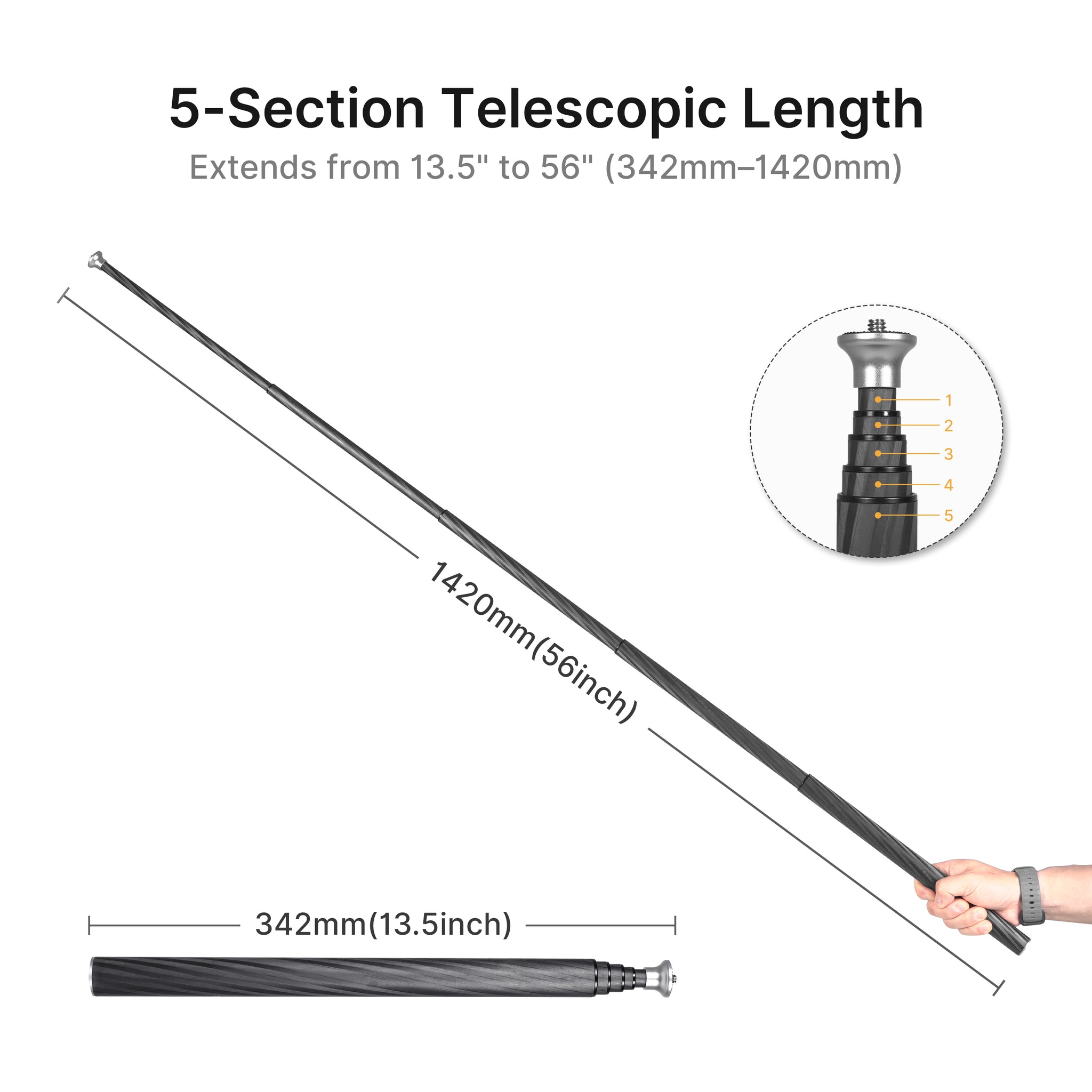 100% Pure Carbon Fiber Selfie Stick – Lighter, Stronger, Perfect for Magic Arm