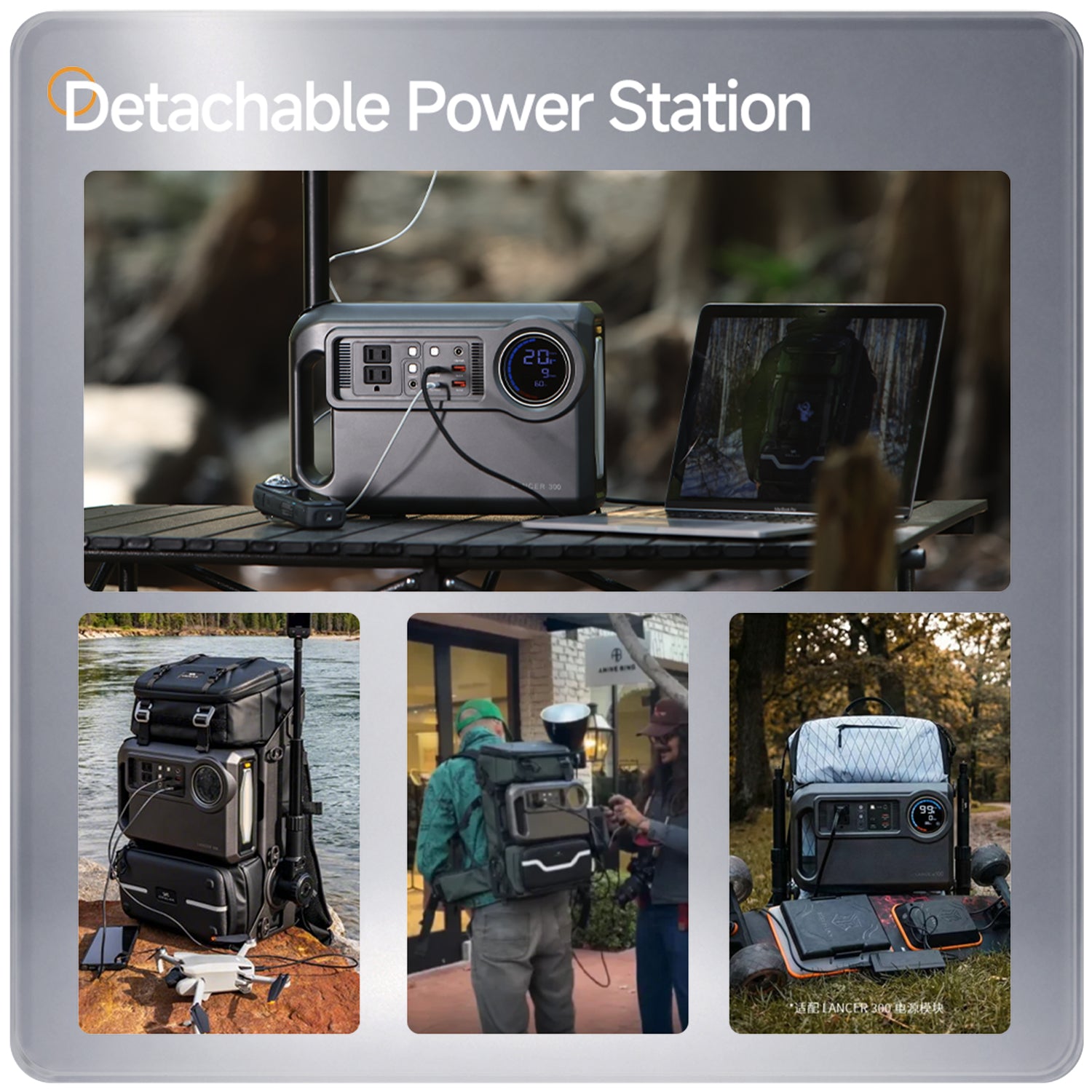 Lancer 300 Power Backpack Combo   -For Camera/Drone/Gear Storage + Long Lasting Power Supply /Solar Charging + Snaparm Shoot (Green）