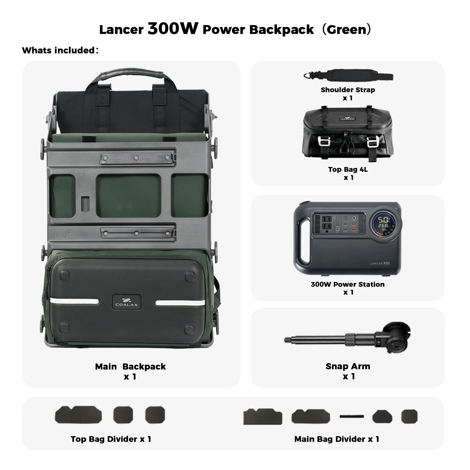 Lancer 300W Power Backpack -For Camera/Drone/Gear Storage + Long Lasting Power Supply+ Snaparm Shoot（Green ）