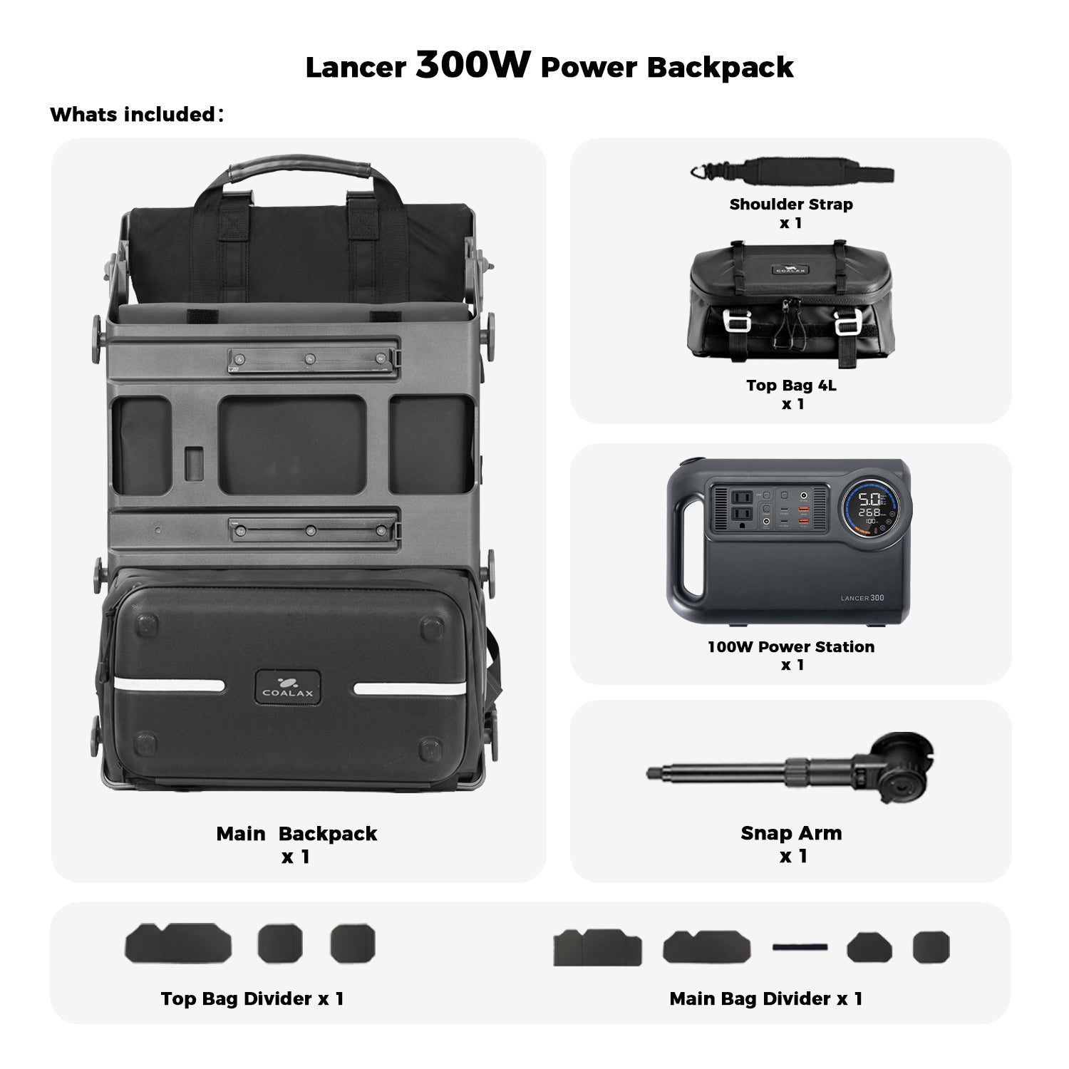 Lancer 300W Power Backpack -For Camera/Drone/Gear Storage + Long Lasting Power Supply+ Snaparm Shoot (Black）